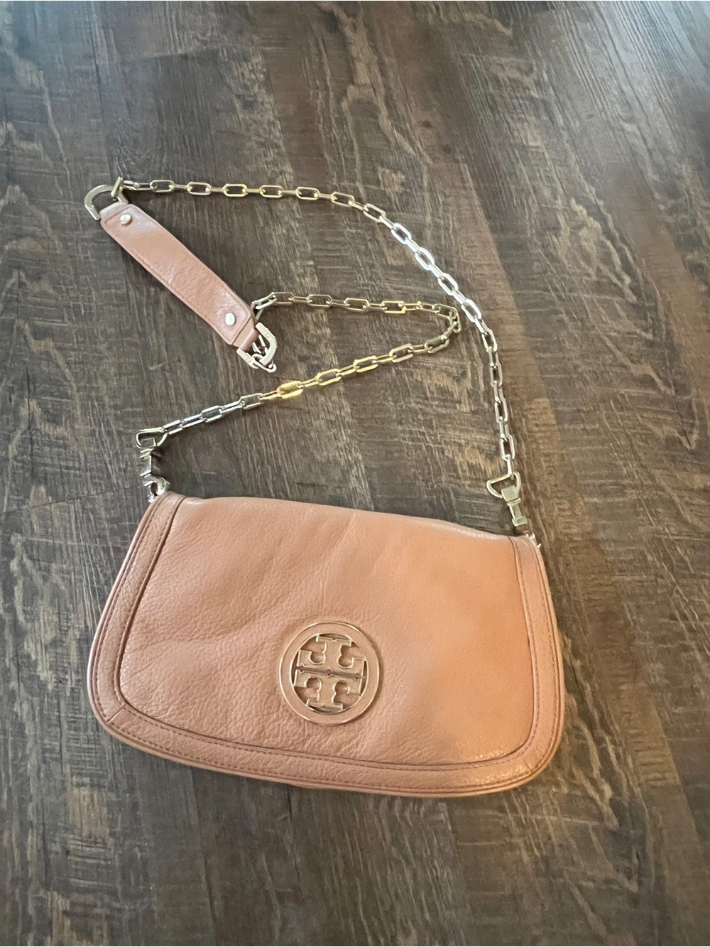 Tory Burch Tan Leather Amanda Logo Crossbody Bag